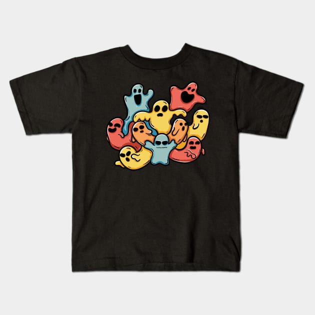 Ghost boo doodle art Kids T-Shirt by happymonday